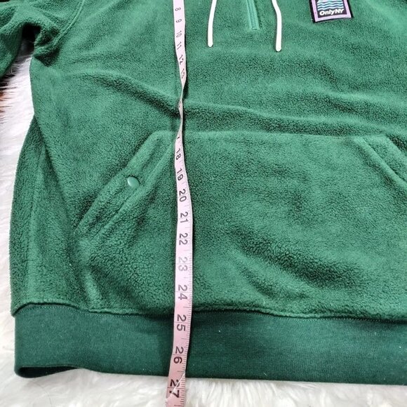 Vintage Only NY Mens M Long Sleeve Kangaroo Pocket Fleece Pullover Hoodie Green - Picture 8 of 10